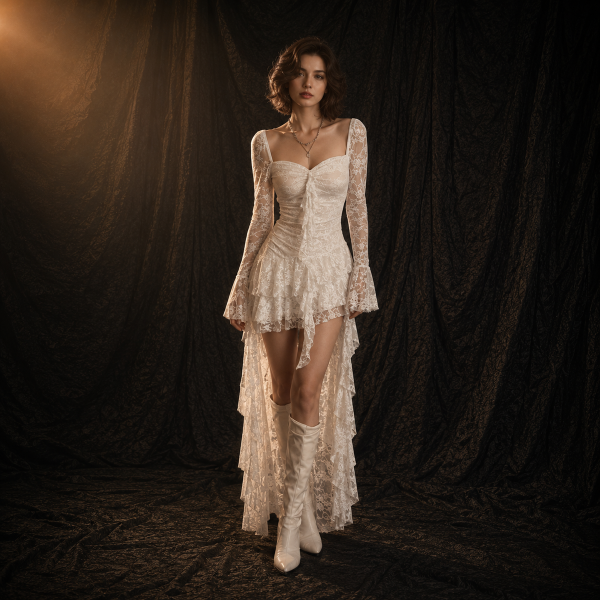 Gothic-Style Asymmetrical Lace Corset Dress – product view