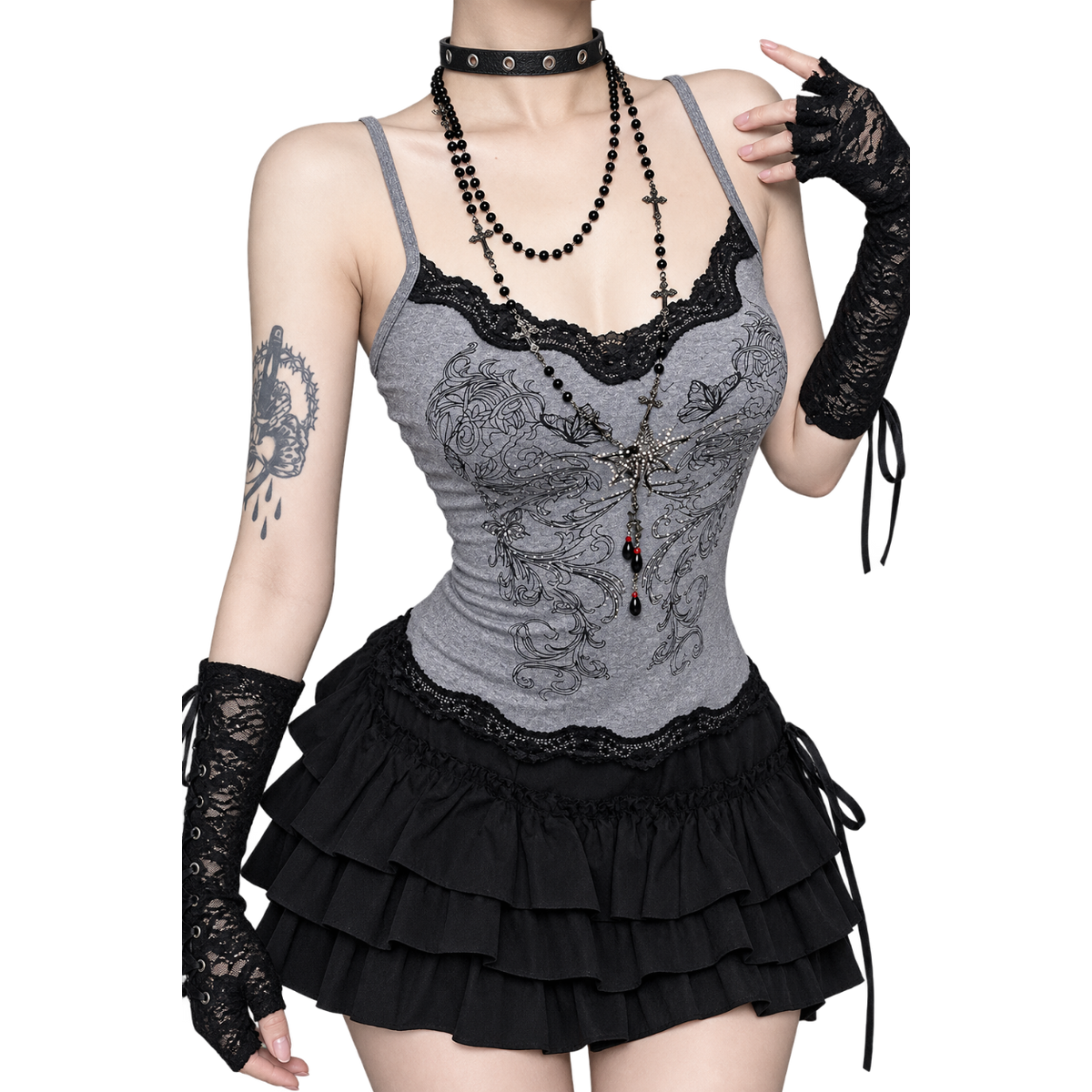 Hotsweet Y2K Gothic Sexy Crop Top – product view