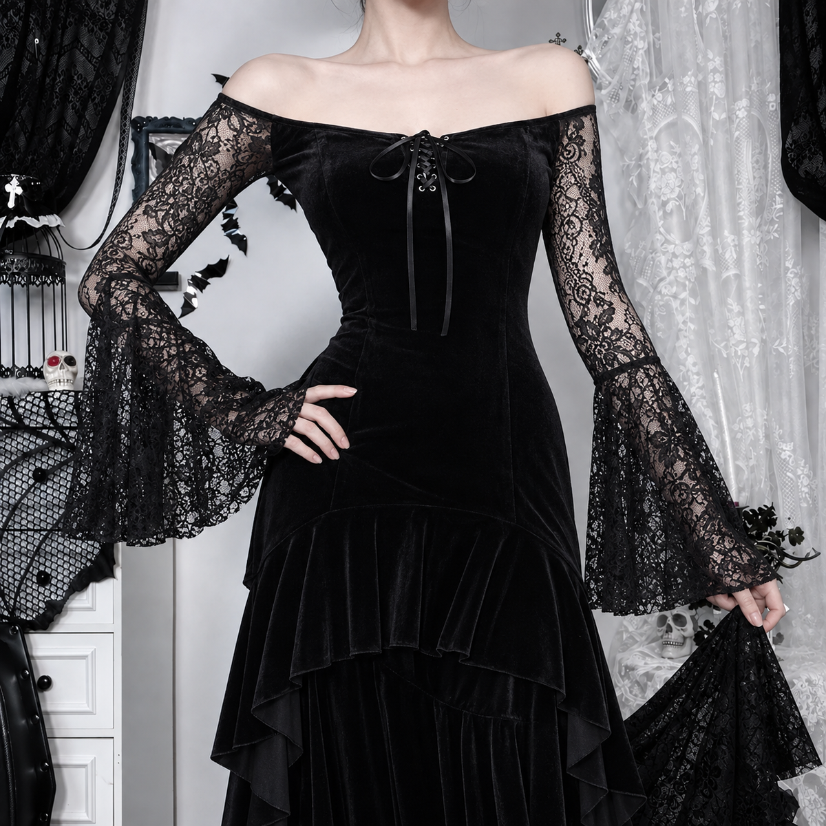 Black Gothic Maxi Dress – alternate view 2