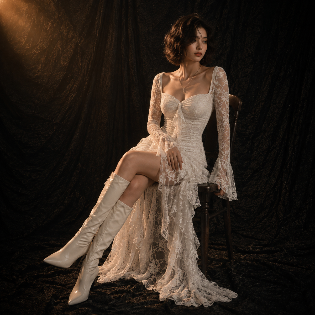 Gothic-Style Asymmetrical Lace Corset Dress – alternate view 2