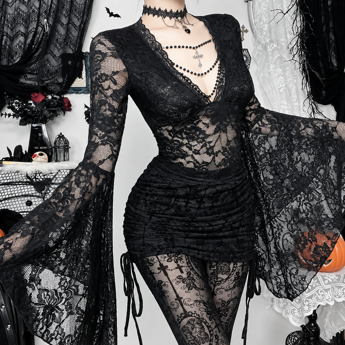 Gothic Lace Bell Sleeve Top – alternate view 2