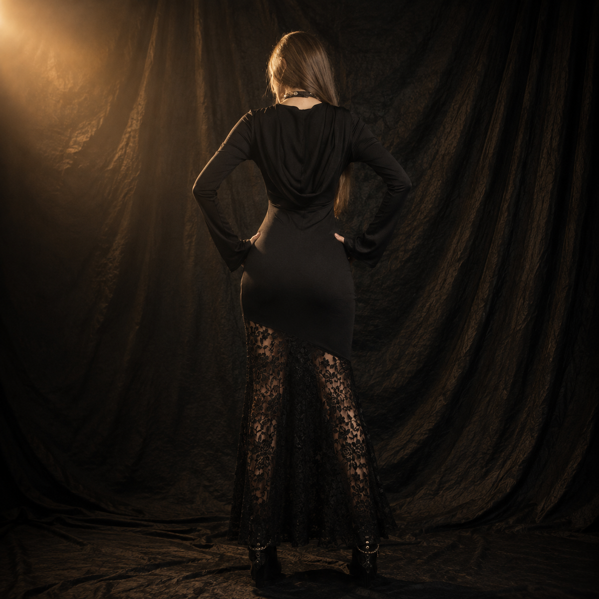 Nocturne Sexy Gothic Lace Maxi Dress – alternate view 2