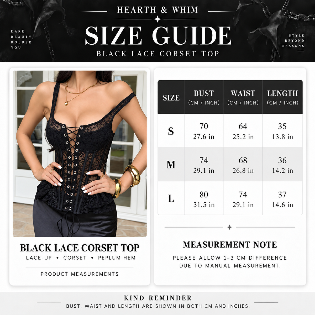 Lace corset top styled for dark feminine and after-dark looks