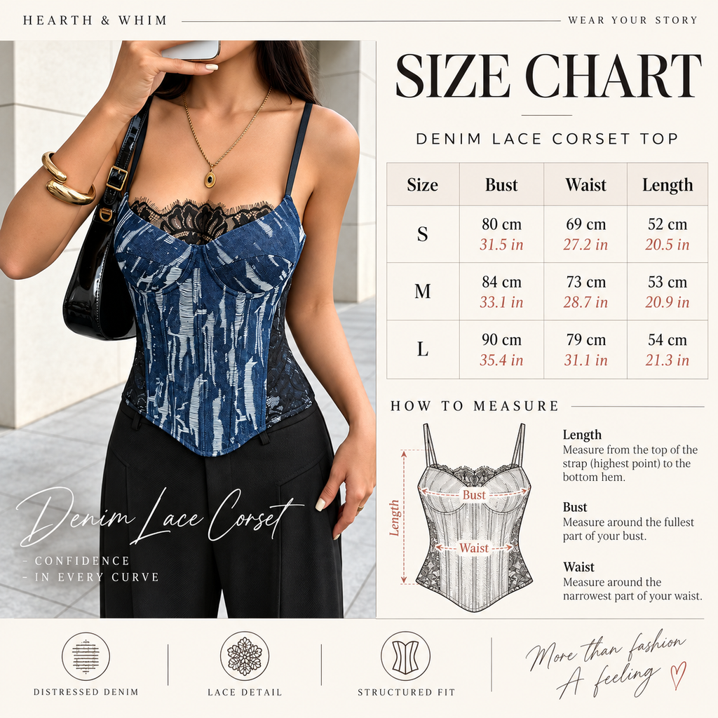 Lace Panel Denim Corset Top