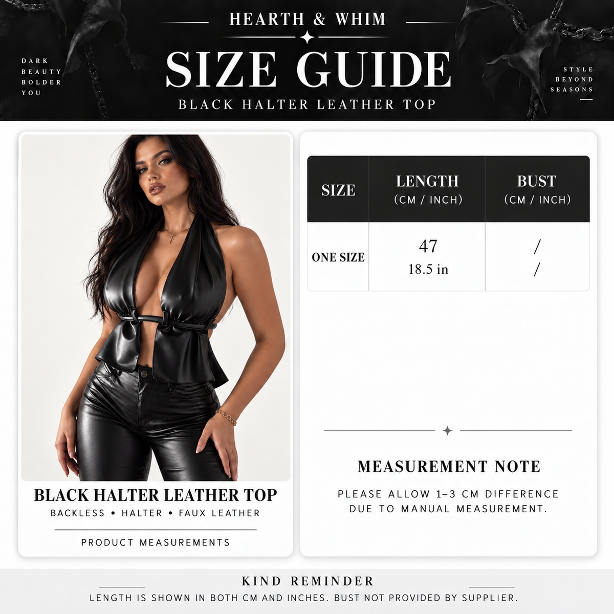 Black faux leather halter corset top styled for dark Y2K clubwear