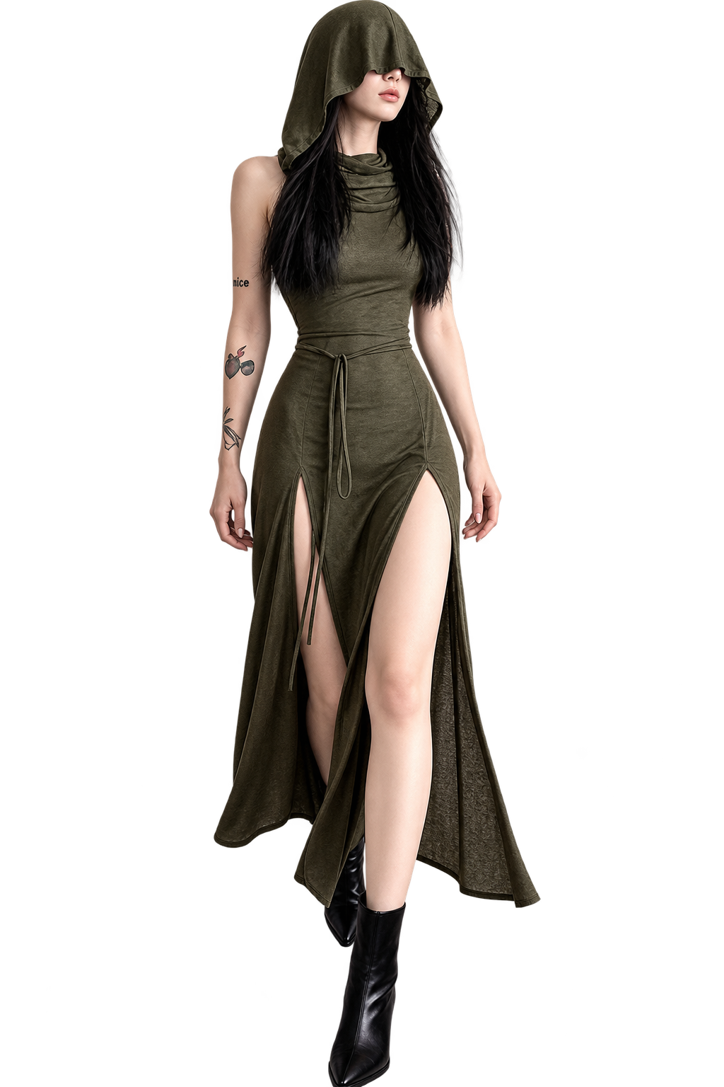 Sexy Hooded Gothic Maxi Dress – product view